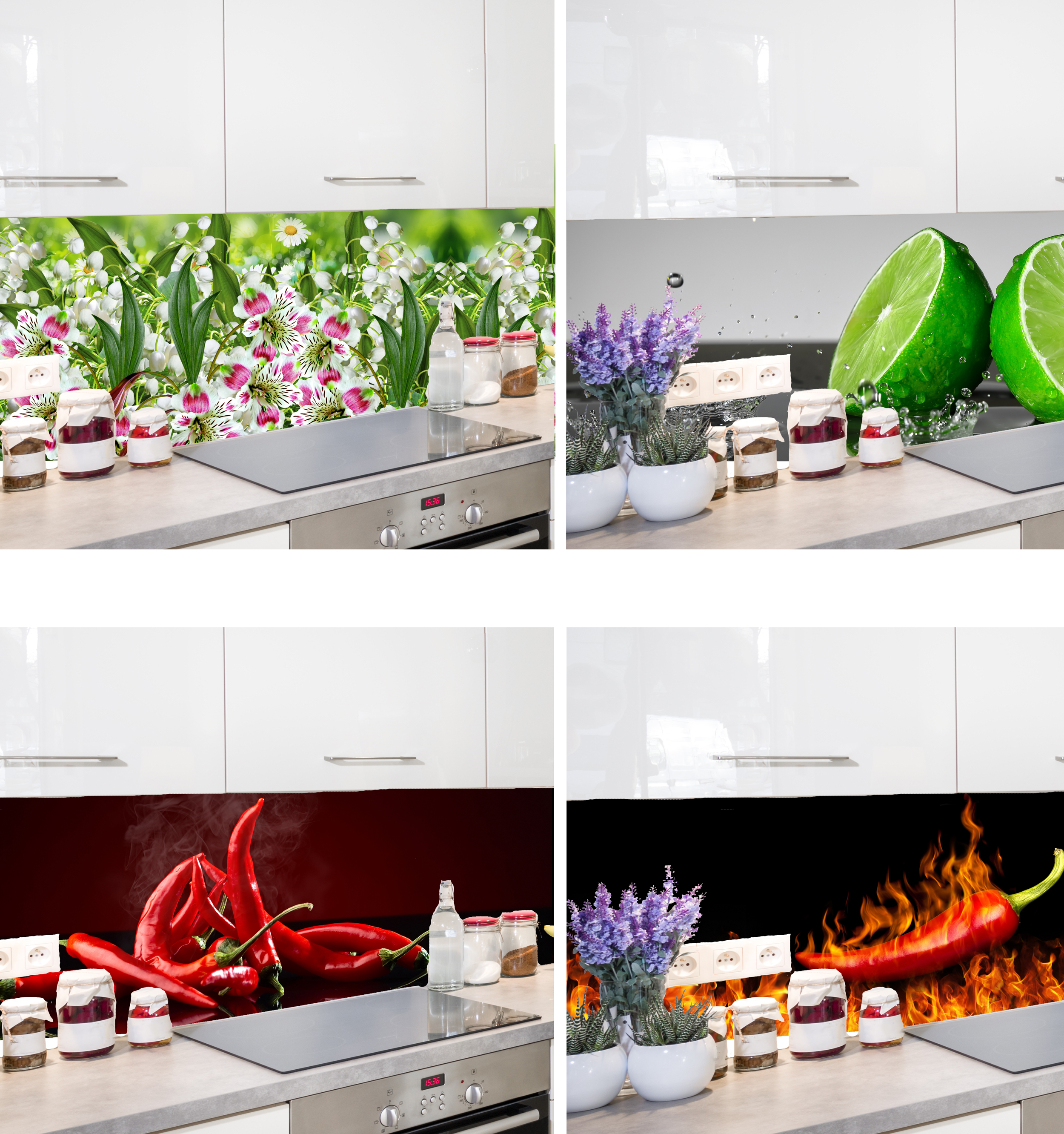 Küchenrückwand aus Glas 100x50cm ESG Spritzschutz Blumen Pflanzen 